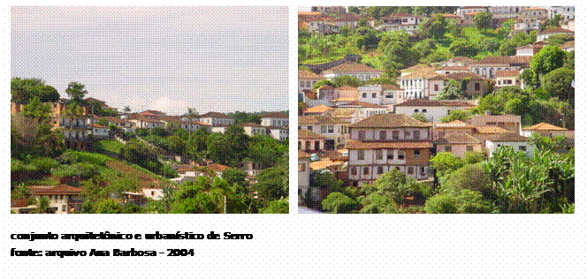 Caixa de texto:     
conjunto arquitetnico e urbanstico de Serro
fonte: arquivo Ana Barbosa - 2004
